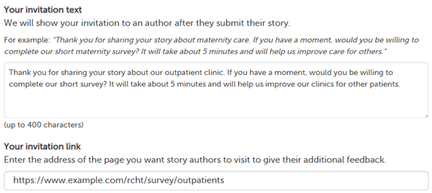 Configure your Invitation link to ask for additional feedback